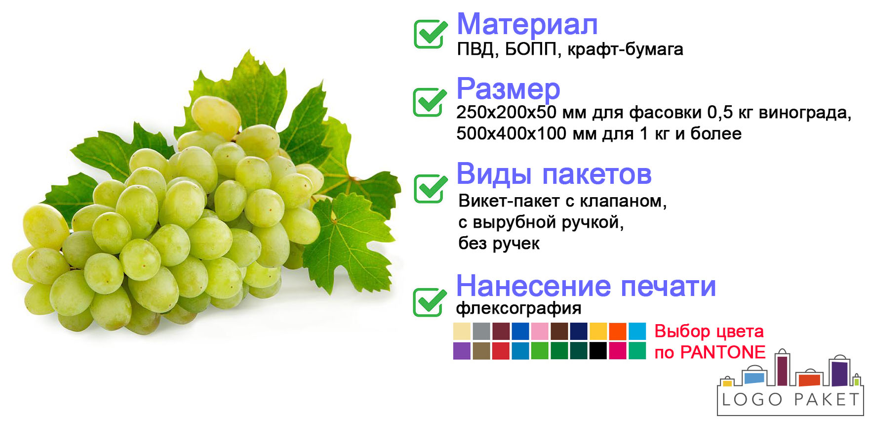 Пакеты для винограда инфографика 